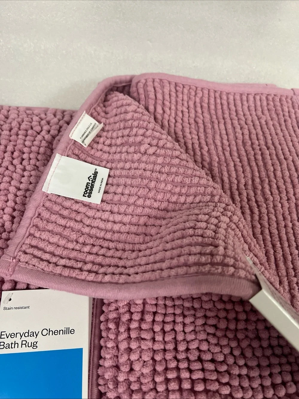Pink Chenille Bath Rug Room Essentials 17 in x 24 in New Set Of 2